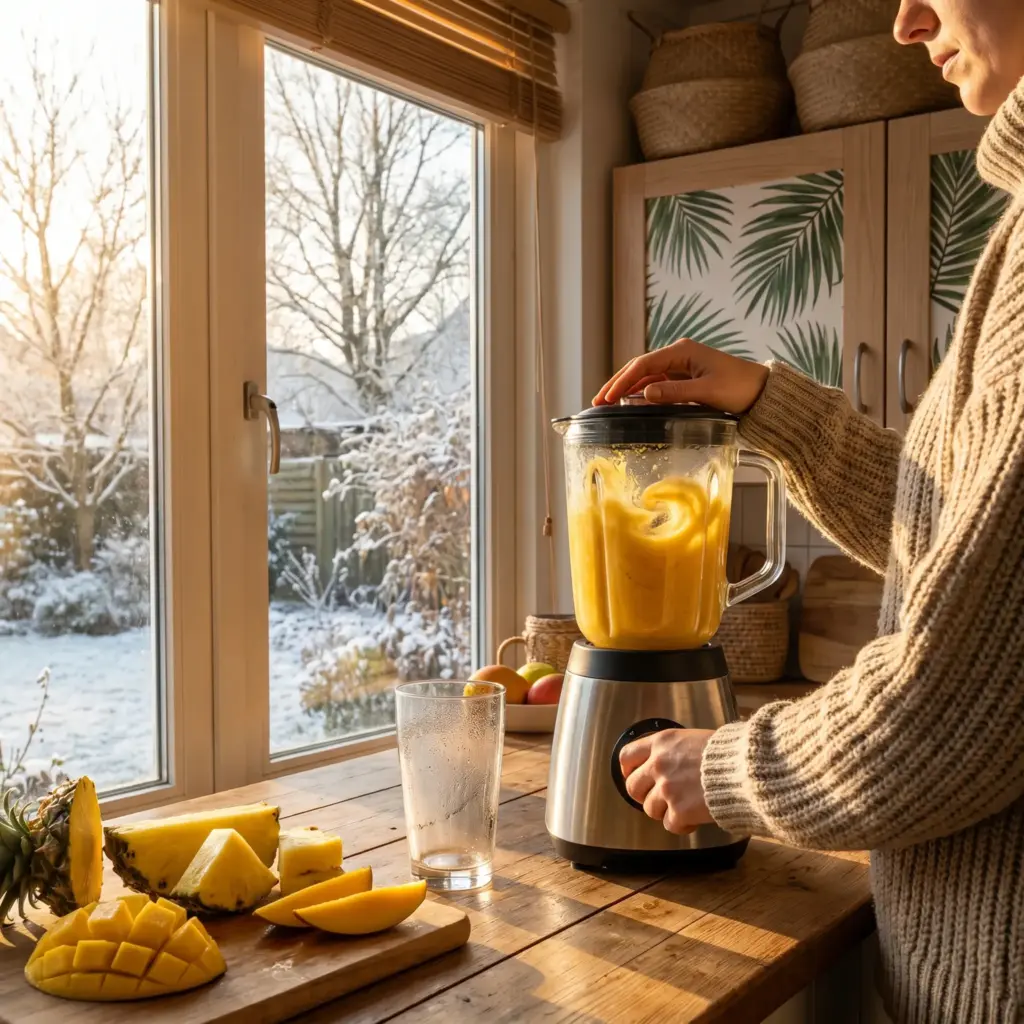 Blending- Tropical -Pineapple -Mango- Smoothies